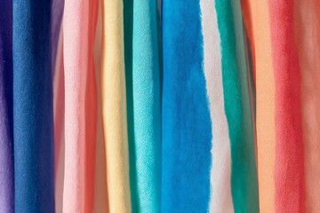 Colorful Fabric Swatches Displaying Rainbow Stripes