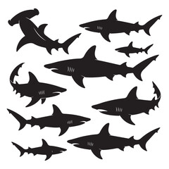 Shark Silhouette Vector Pack – Ocean Predator Clipart Set