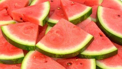 Close-up of many triangular watermelon slices