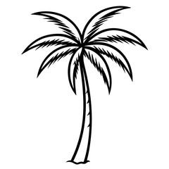 Palm Tree Sketch Vector | Generative AI & Linocut Silhouette Design