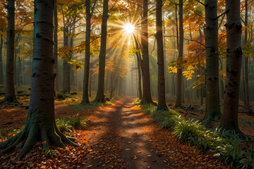 Fototapeta premium path in autumn forest