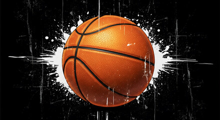 Orange Basketball on Grunge Background