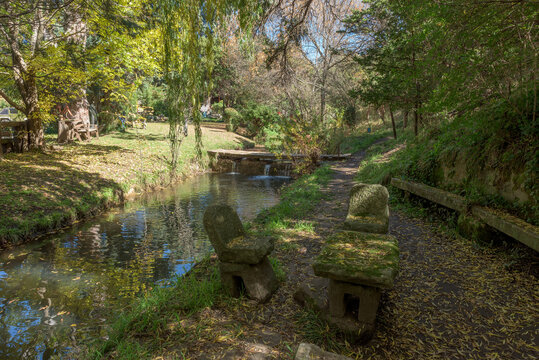Picnic site next to stream on the Clarens Spruit Walk