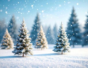 Winter wonderland scene with snow-covered Christmas trees (1)