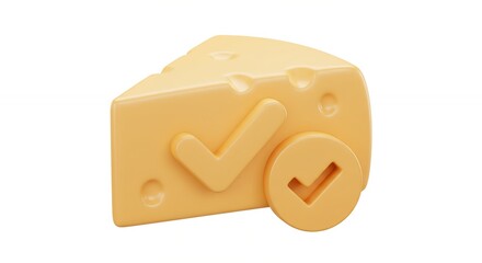 Cheese slice with checkmark symbol