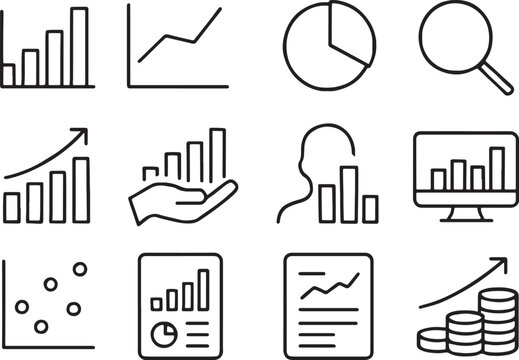 Business analytics and finance icons chart graph