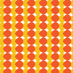 Geometric teardrop repeating arrangement in orange and yellow