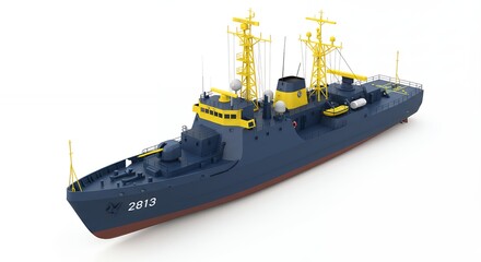 Fototapeta premium Modern navy vessel illustration