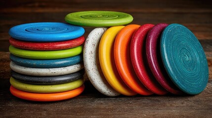 Frisbees come in a range of sizes and designs, ideal for casual play or ultimate frisbee tournaments, providing durability, consistent flight patterns, and excellent grip.