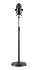 Classic Black Retro Microphone on Full Stand - Front View