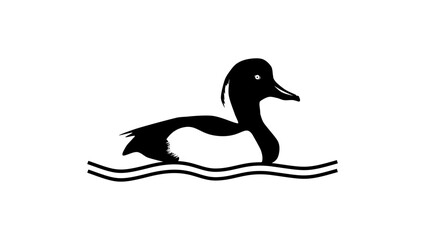 Tufted Duck, black isolated silhouette