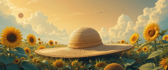  Surreal Straw Hat Sunflower Field and Dreamlike Aesthetic