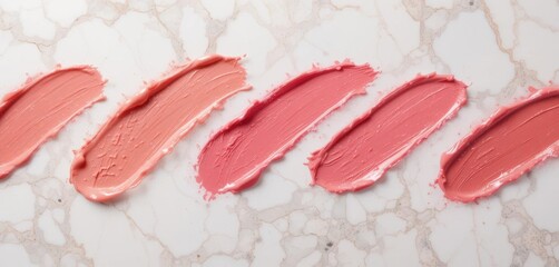  Luxurious Cosmetic Design Featuring Lipstick Smudges on a Polished Marble Surface