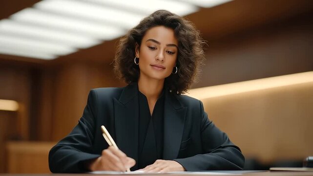 A judge making a significant decision in a courtroom setting