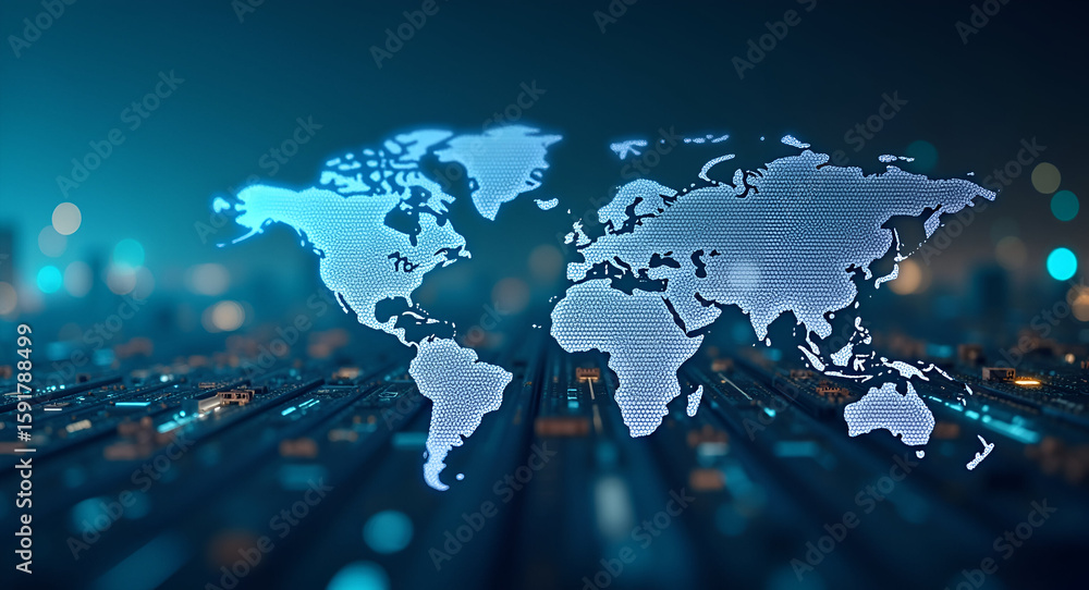 Poster high-resolution photo stock of a realistic international commerce hub: emphasizing logistics infrast
