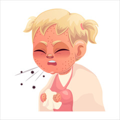 Vector illustration of a child with measles