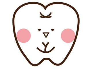 お辞儀をしているかわいい歯のマスコットキャラクター