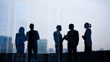 Modern Business Professionals Collaborate Strategically in a Dynamic Urban Environment