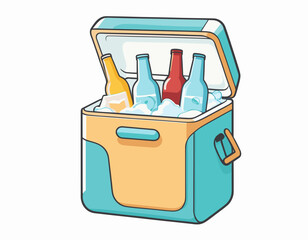 Portable Cooler with Ice and Drinks on the Beach