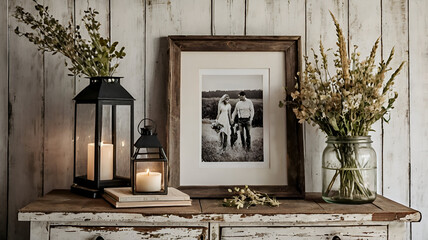  Elegant living room vignette featuring a dark-stained wooden console, a tall vase of lilies, and delicate crystal decor pieces.