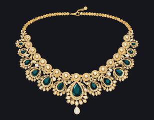 Elegant Gold Necklace Jewelry Vector Illustration