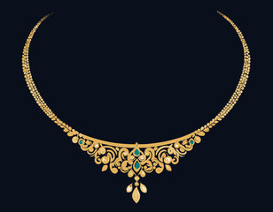 Elegant Gold Necklace Jewelry Vector Illustration