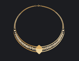 Elegant Gold Necklace Jewelry Vector Illustration