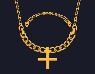 Heavy Mafia Chain Necklace with Bold Design – Vector Illustration