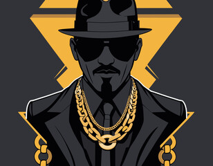 Heavy Mafia Chain Necklace with Bold Design – Vector Illustration