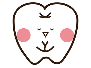 お辞儀をしているかわいい歯のマスコットキャラクター