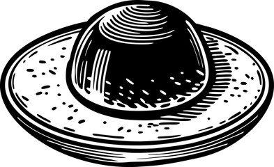 Wide brim hat illustration classic vintage sunhat, detailed drawing, hand drawn fashion accessory, sombrero design