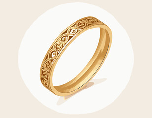 Elegant Gold Ring with Intricate Design – Vector Illustration