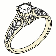Elegant Gold Ring with Intricate Design – Vector Illustration