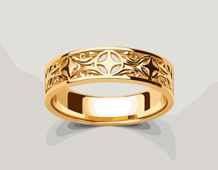 Elegant Gold Ring with Intricate Design – Vector Illustration