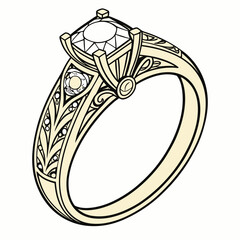 Elegant Gold Ring with Intricate Design – Vector Illustration
