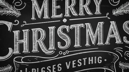 Festive chalkboard design featuring 'Merry Christmas' with decorative elements and a holiday theme - Powered by Adobe