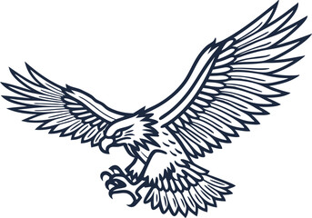 Fototapeta premium Majestic eagle with outstretched wings and sharp talons swooping down fierce predator in attack pose illustration