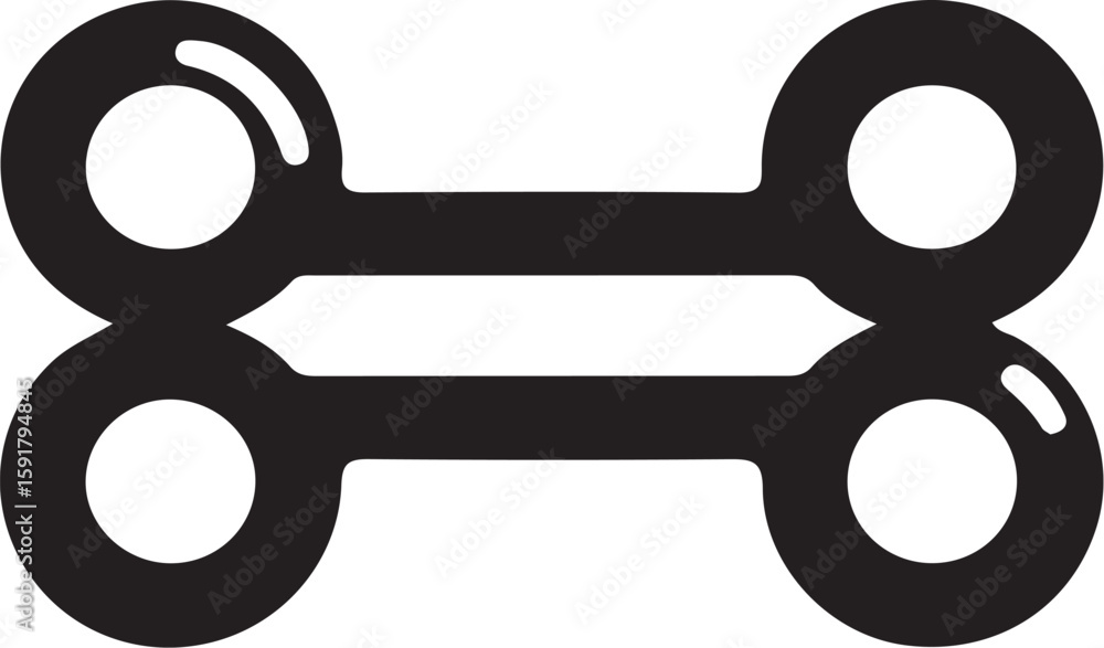 Poster a symmetrical black abstract design with circles and connecting rectangles