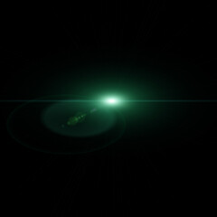 The lone emerald star shines in the deep expanse of a cosmic ocean beckoning explorers to the unknown with lens flare