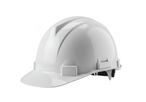 A white hard hat isolated on a transparent background