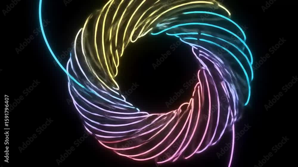 Aufkleber vibrant swirling neon light design creating a mesmerizing circular pattern against a dark background