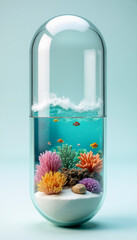 Ocean Ecosystem Capsule - Underwater Coral Reef in Glass Pill