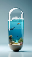Ocean Ecosystem Capsule - Underwater Coral Reef in Glass Pill