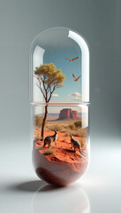 Desert Ecosystem Capsule - Australian Outback Wildlife in Glass Pill