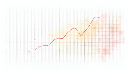 Naklejka premium Watercolor Illustration of Mid-Year Review Meeting: Abstract Charts, Sketchy Linework, Soft Pastel Hues, Progress at Half Year, Watercolor Style, Empty Space Left
