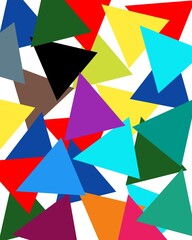 A chaotic yet captivating array of triangles in a multitude of bright colors.