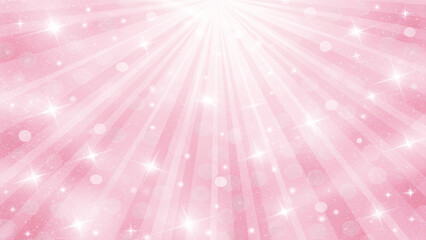 An abstract design featuring a bright, magical pink background with blurred stars and sparkling bokeh lights, perfect for a holiday celebration