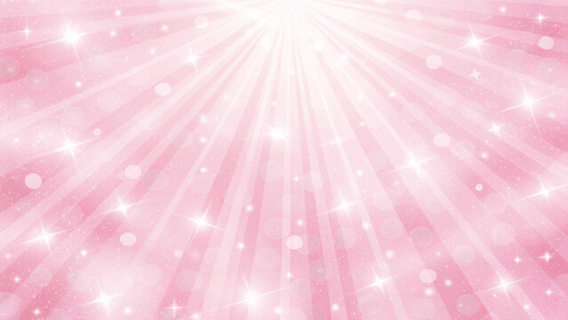 An abstract design featuring a bright, magical pink background with blurred stars and sparkling bokeh lights, perfect for a holiday celebration