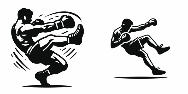 A Boxer slipping punch. Sports Activity Playing Game Athlete Competition Clipart Line Art Vector Illustration. Fighter avoiding blow boxing combatant evasion tactic sport maneuver.