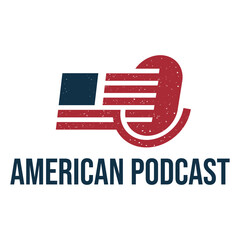 american podcast flat minimalist logo design
